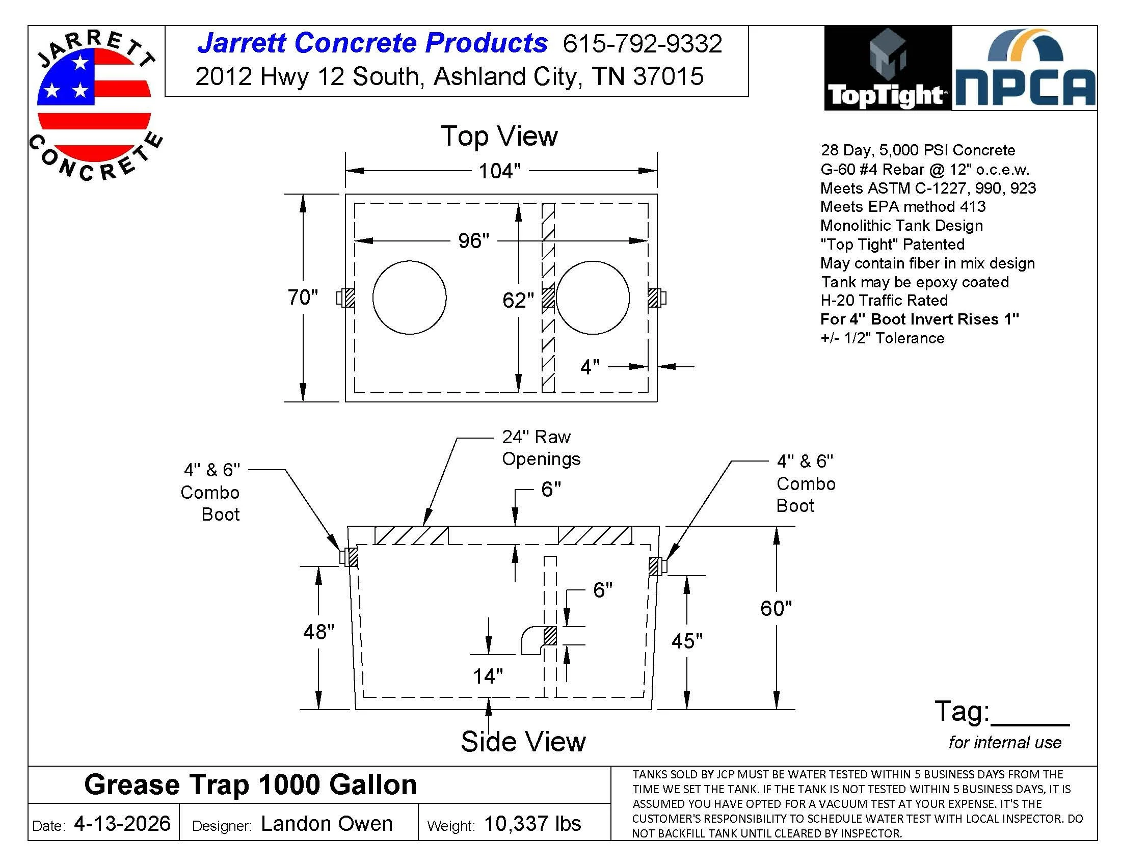 Grease Trap Tanks Specifications | Explore Our Grease Trap